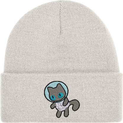 Astronaut Cat Embroidered Beanie Hat
