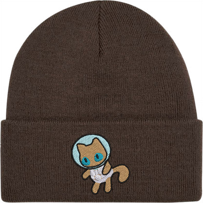 Astronaut Cat Embroidered Beanie Hat