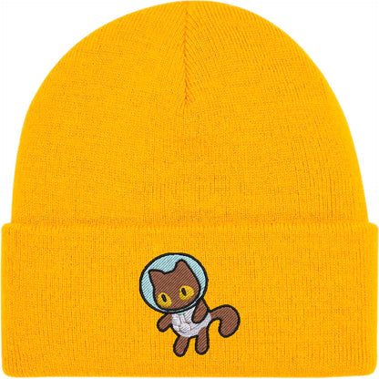 Astronaut Cat Embroidered Beanie Hat