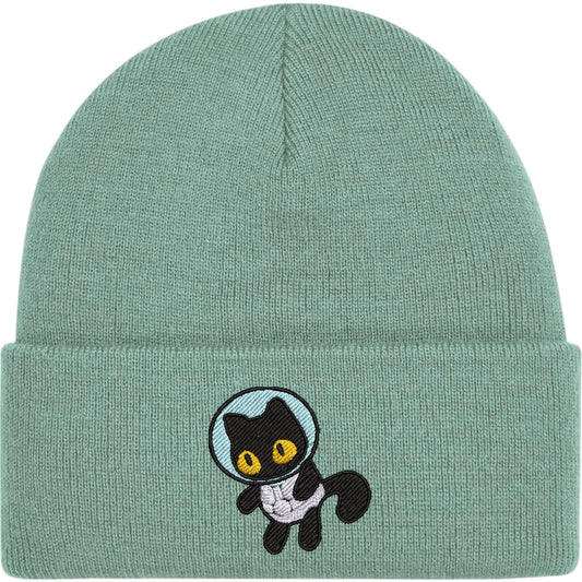 Astronaut Cat Embroidered Beanie Hat