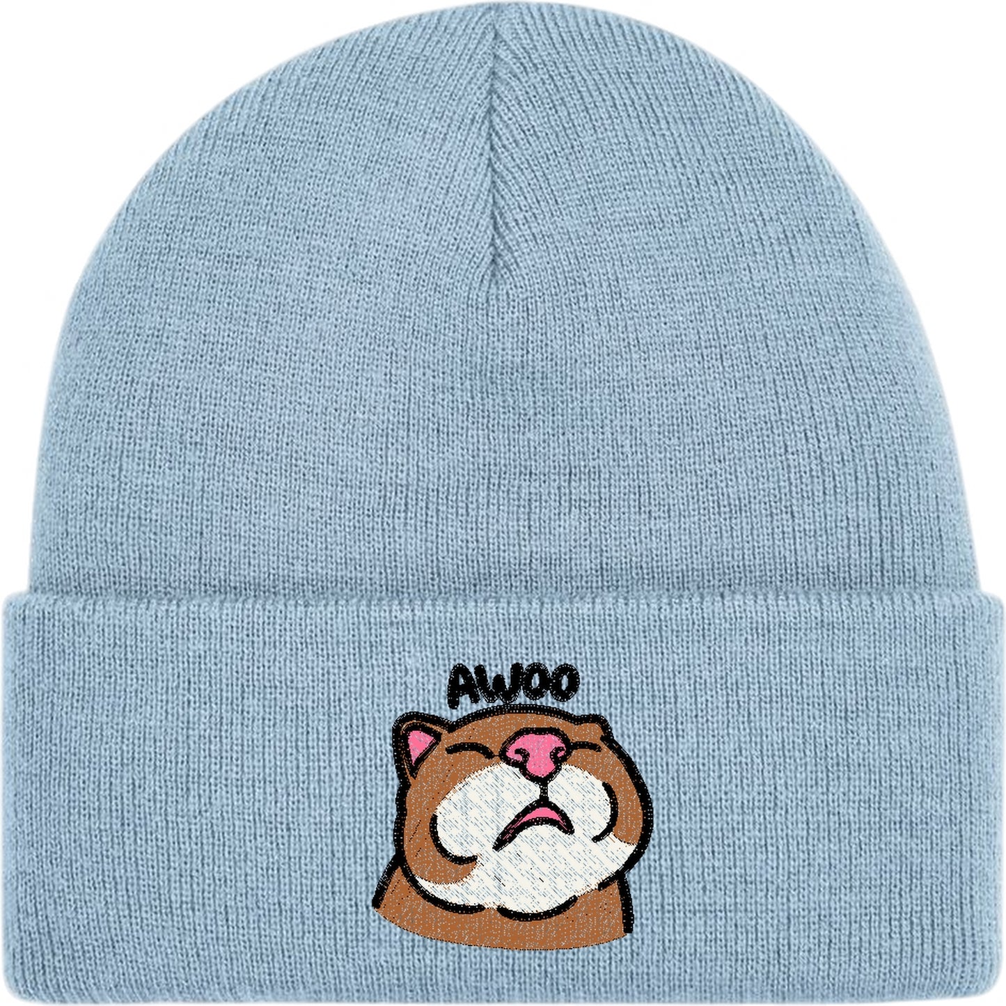 Awoo Cat Embroidered Beanie Hat