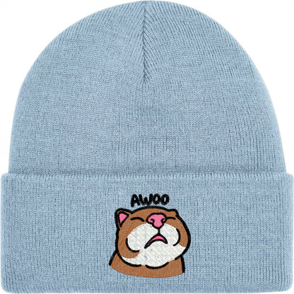 Awoo Cat Embroidered Beanie Hat