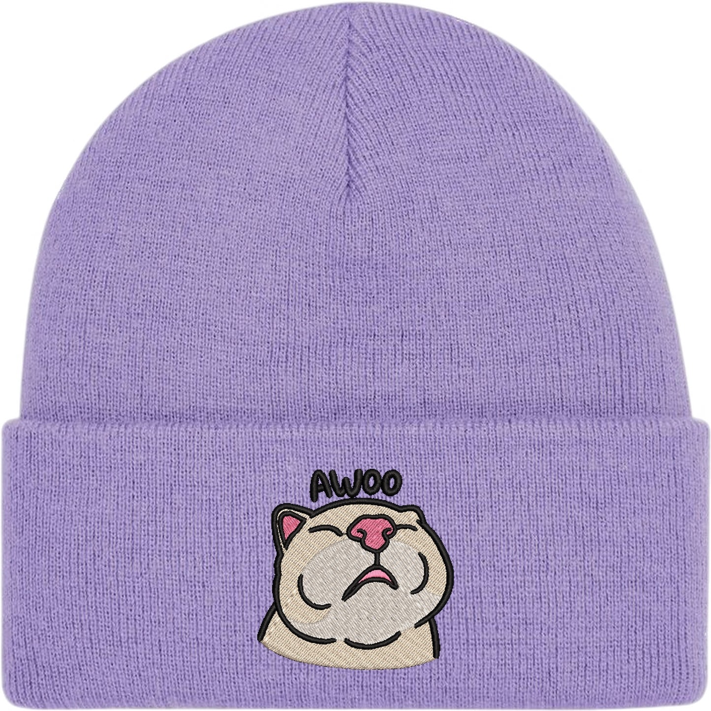 Awoo Cat Embroidered Beanie Hat