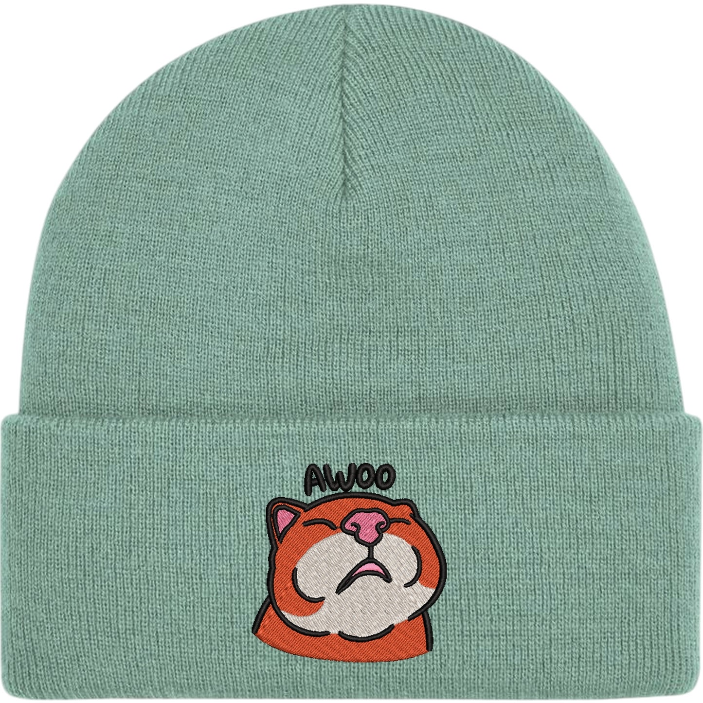 Awoo Cat Embroidered Beanie Hat