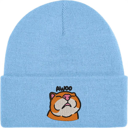 Awoo Cat Embroidered Beanie Hat