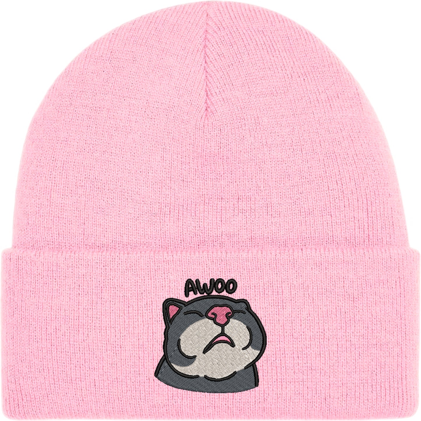 Awoo Cat Embroidered Beanie Hat