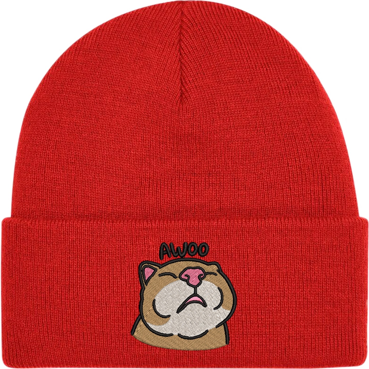 Awoo Cat Embroidered Beanie Hat
