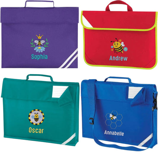 Bee Personalised Embroidered Book Bag