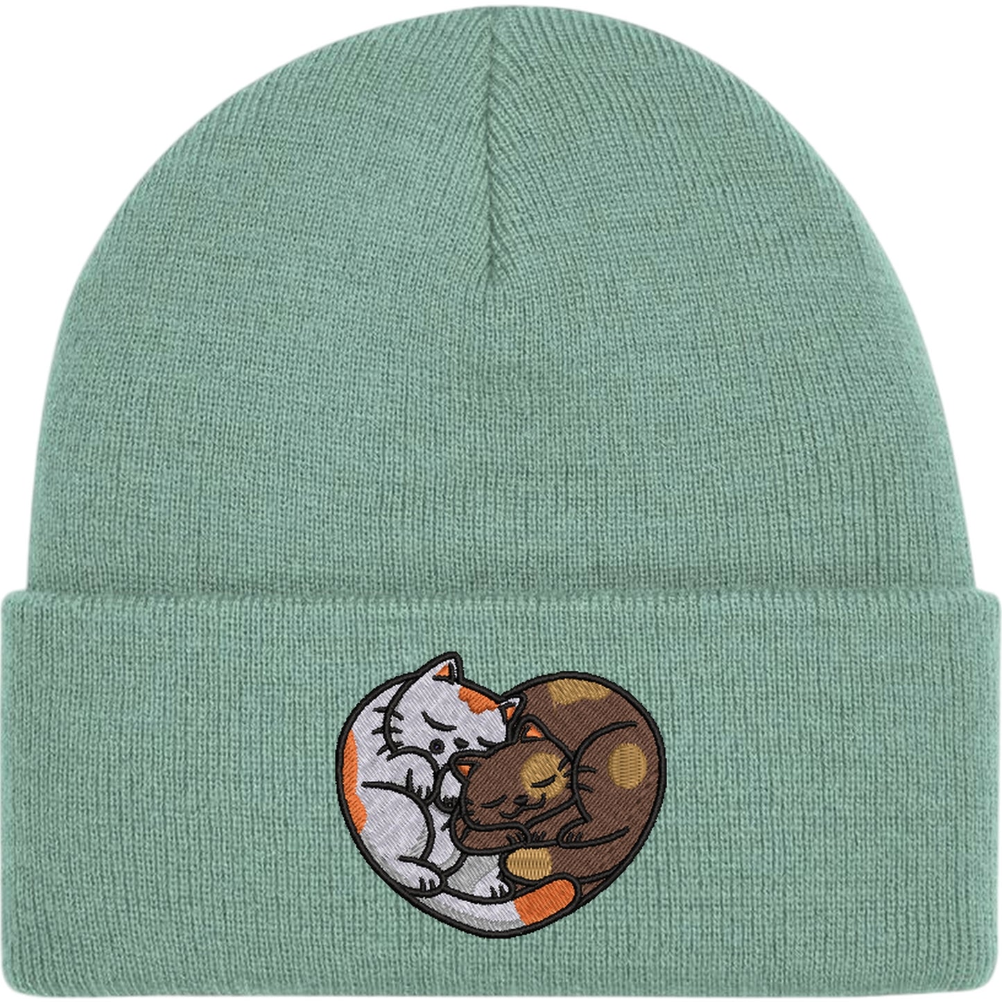 Cat Heart Embroidered Beanie Hat