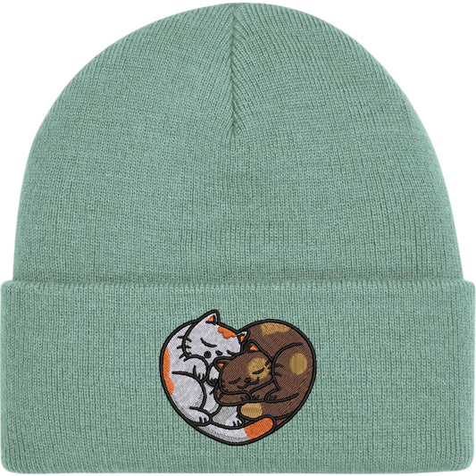 Cat Heart Embroidered Beanie Hat