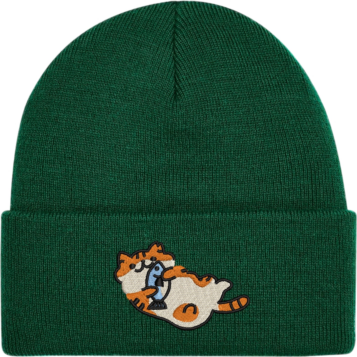 Cat With A Fish Embroidered Beanie Hat