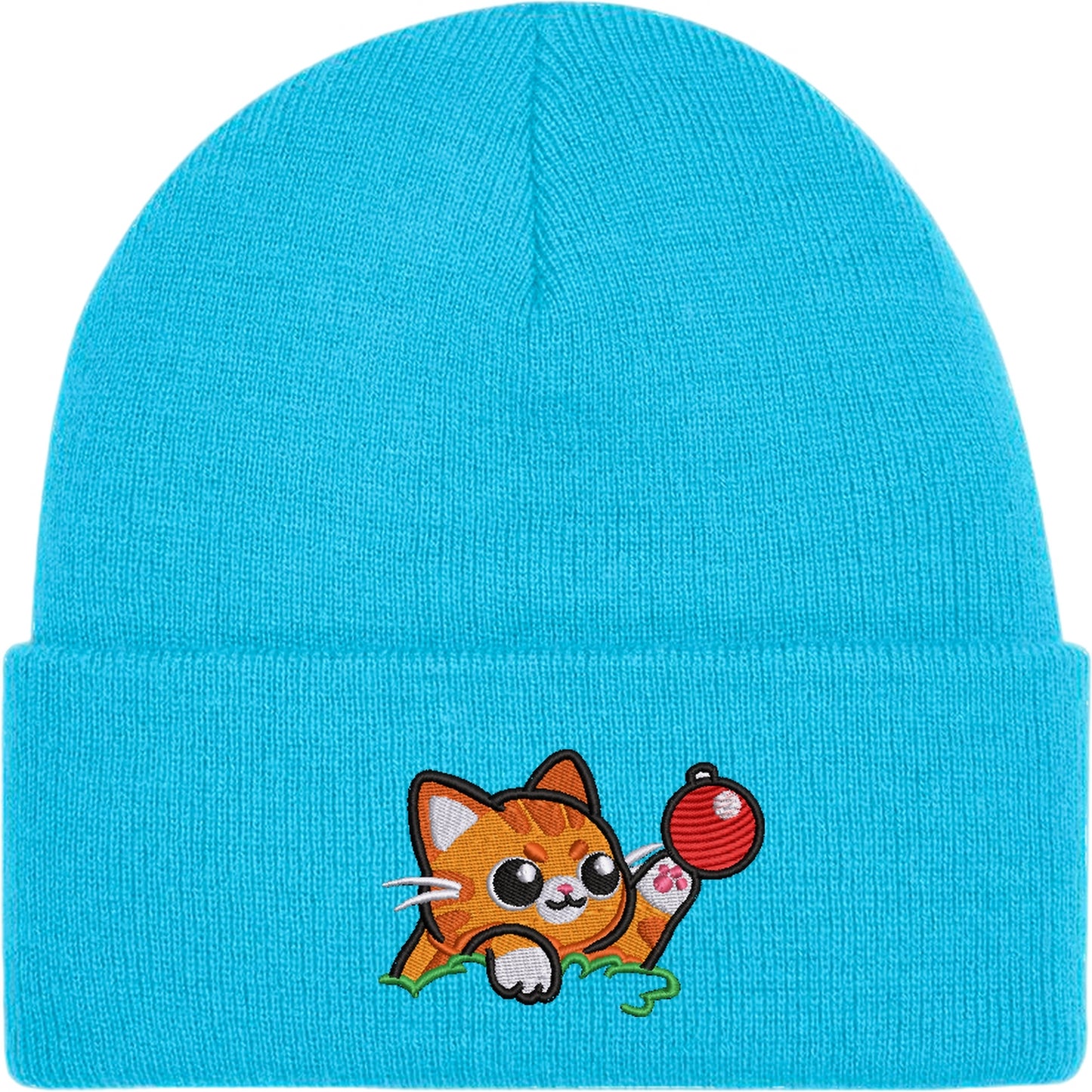 Christmas Bauble Cat Embroidered Beanie Hat