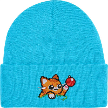 Christmas Bauble Cat Embroidered Beanie Hat