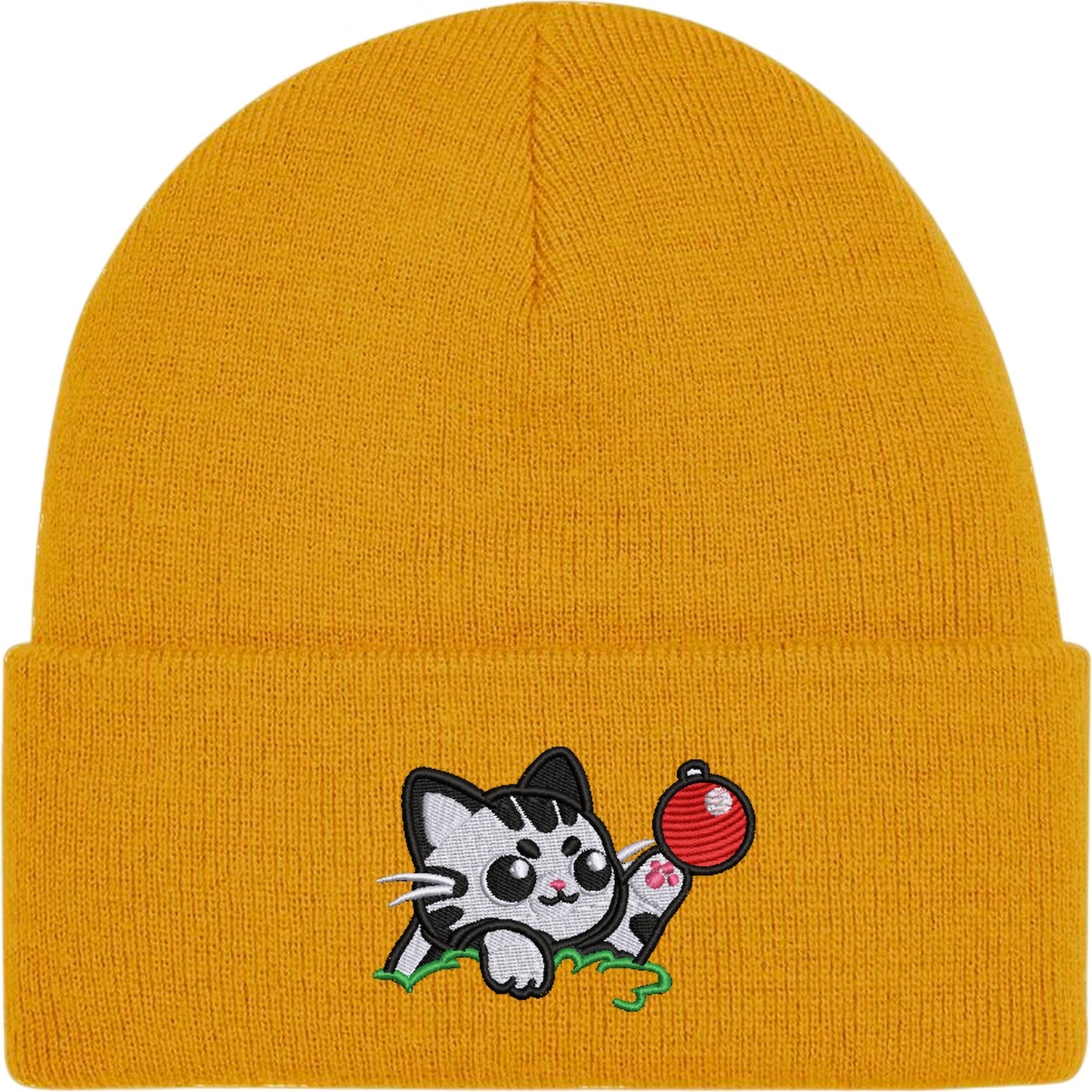 Christmas Bauble Cat Embroidered Beanie Hat