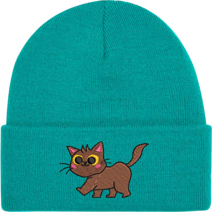 Cartoon Cat 1 Embroidered Beanie Hat