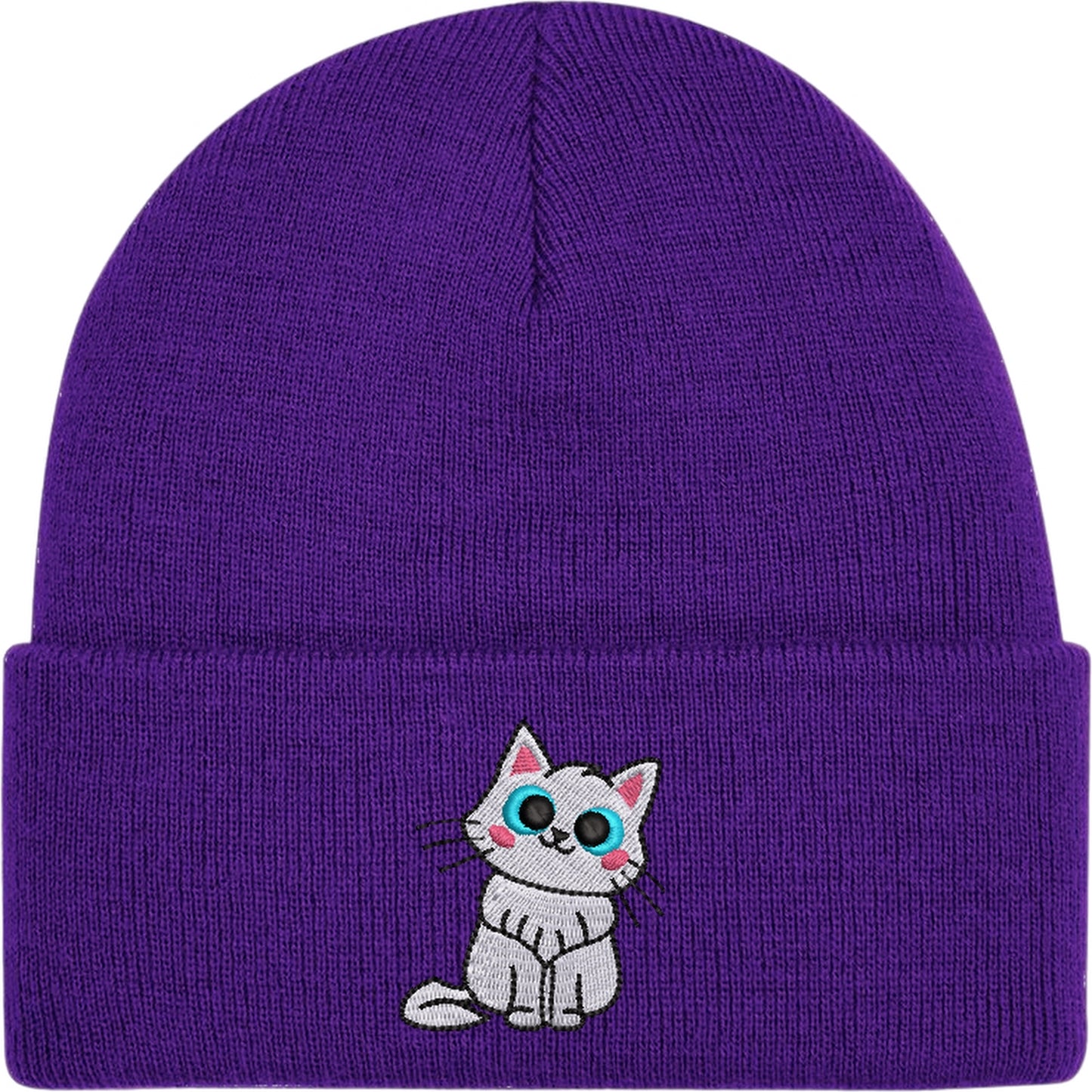 Cartoon Cat 2 Embroidered Beanie Hat