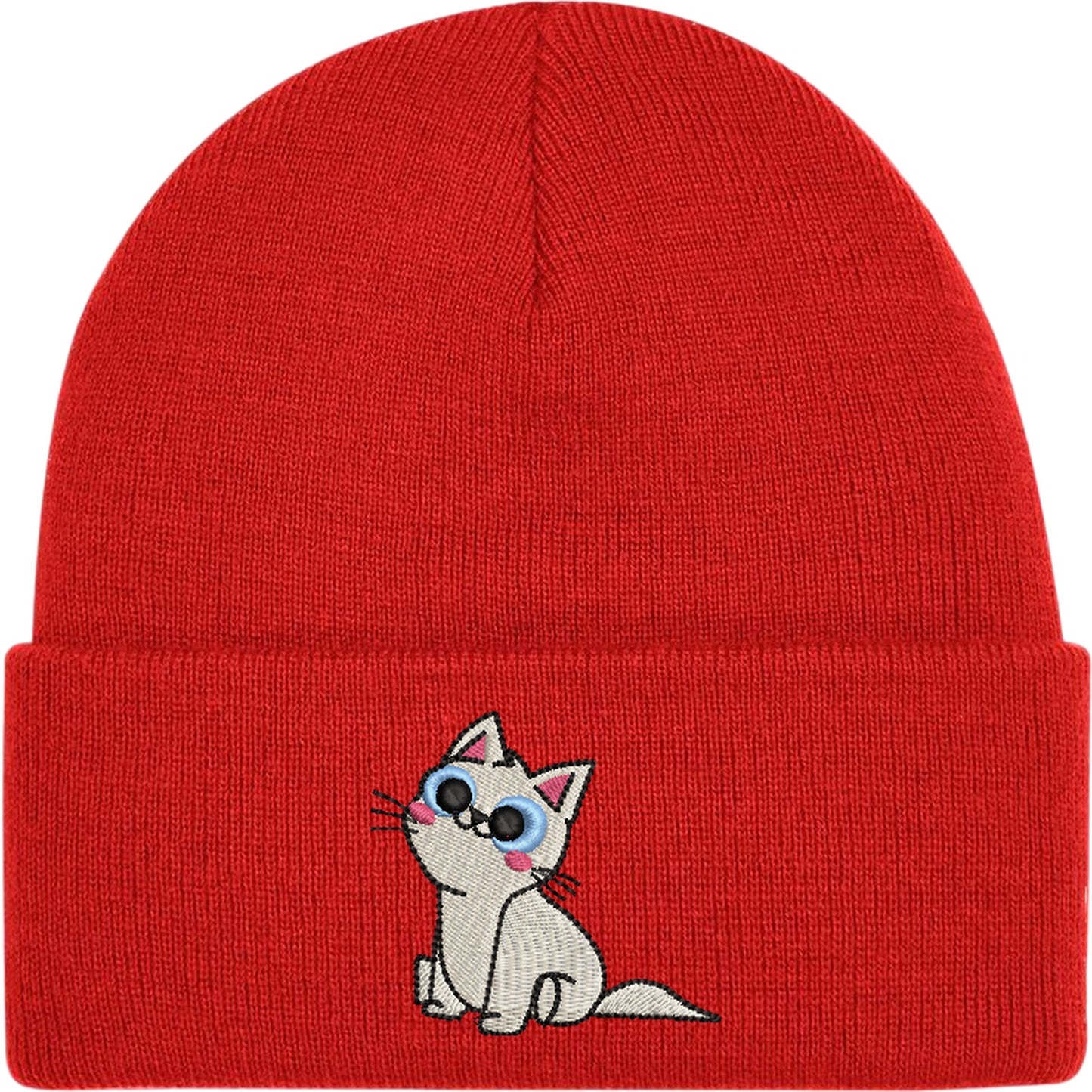 Cartoon Cat 3 Embroidered Beanie Hat