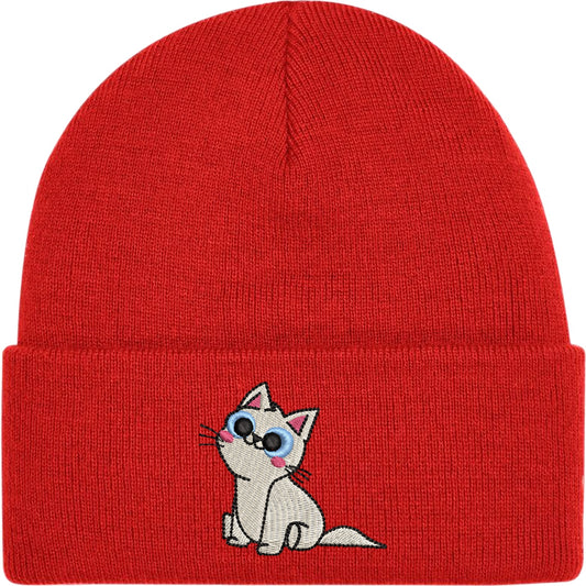Cartoon Cat 3 Embroidered Beanie Hat