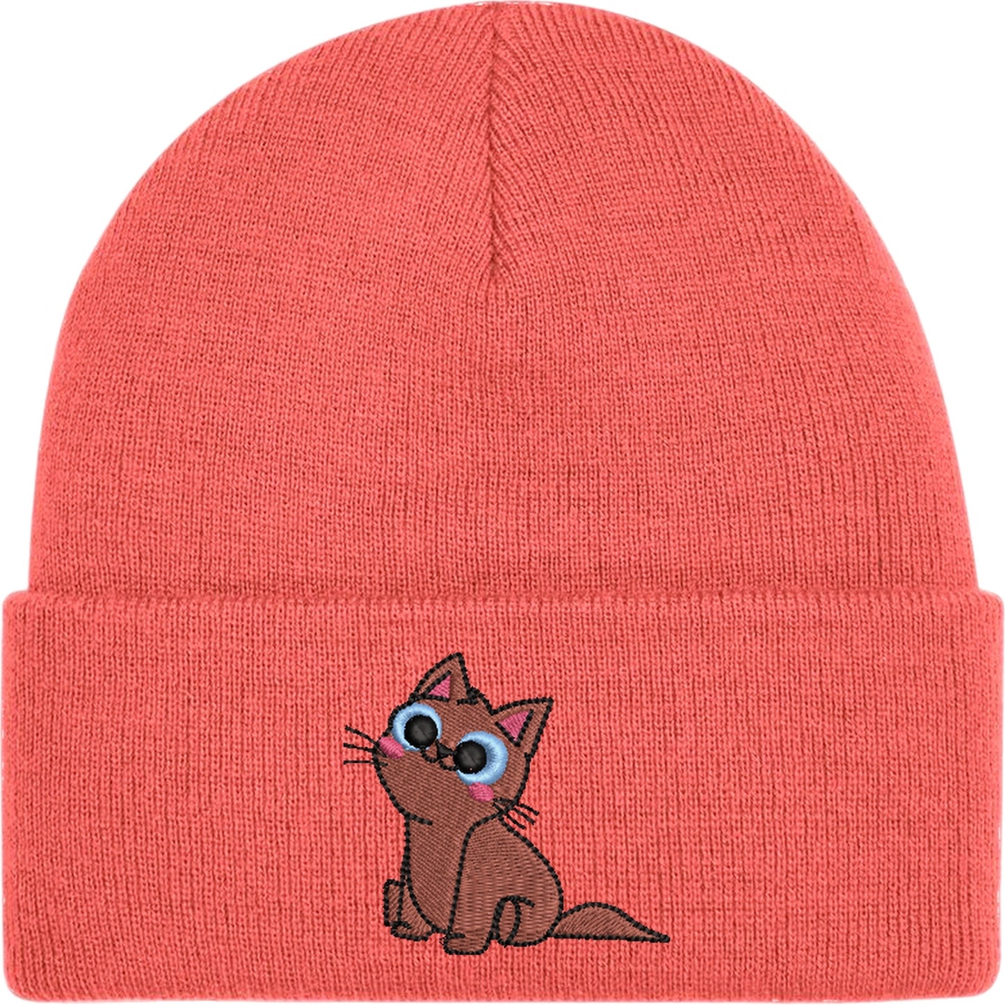 Cartoon Cat 3 Embroidered Beanie Hat