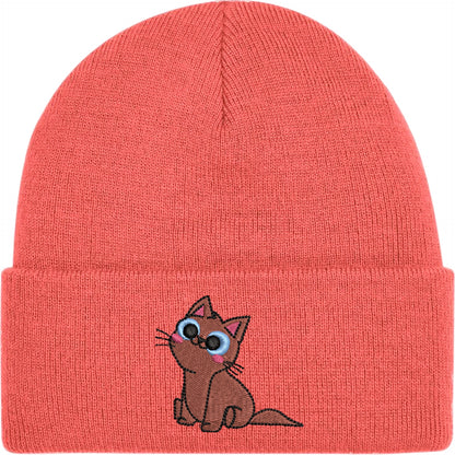 Cartoon Cat 3 Embroidered Beanie Hat