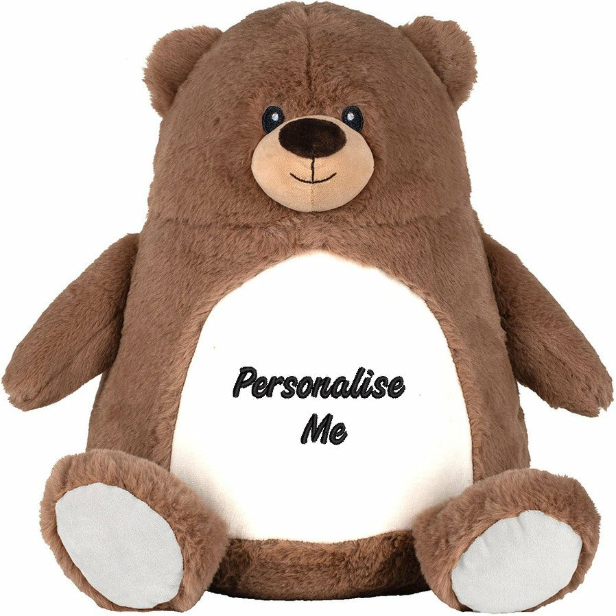 Personalised Embroidered Mumbles Chunky Brown Bear Soft Toy