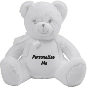 Personalised Embroidered Mumbles White Baby Bear Soft Toy