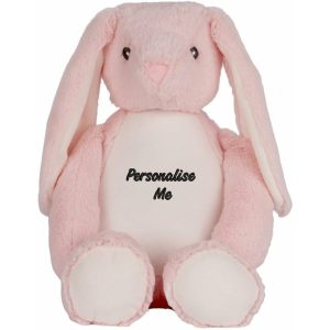 Personalised Embroidered Mumbles Pink Bunny Soft Toy
