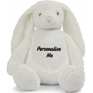 Personalised Embroidered Mumbles White Bunny Soft Toy