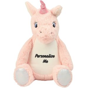 Personalised Embroidered Mumbles Pink Unicorn Soft Toy