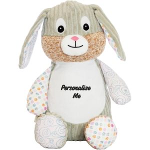 Personalised Embroidered Sensory Bunny Rabbit Sugar Soft Toy