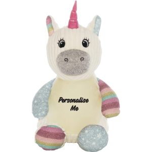 Personalised Embroidered Sensory Frost Unicorn Soft Toy